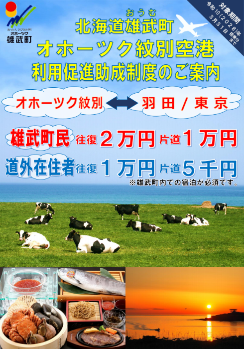 雄武町オホーツク紋別空港利用促進助成事業